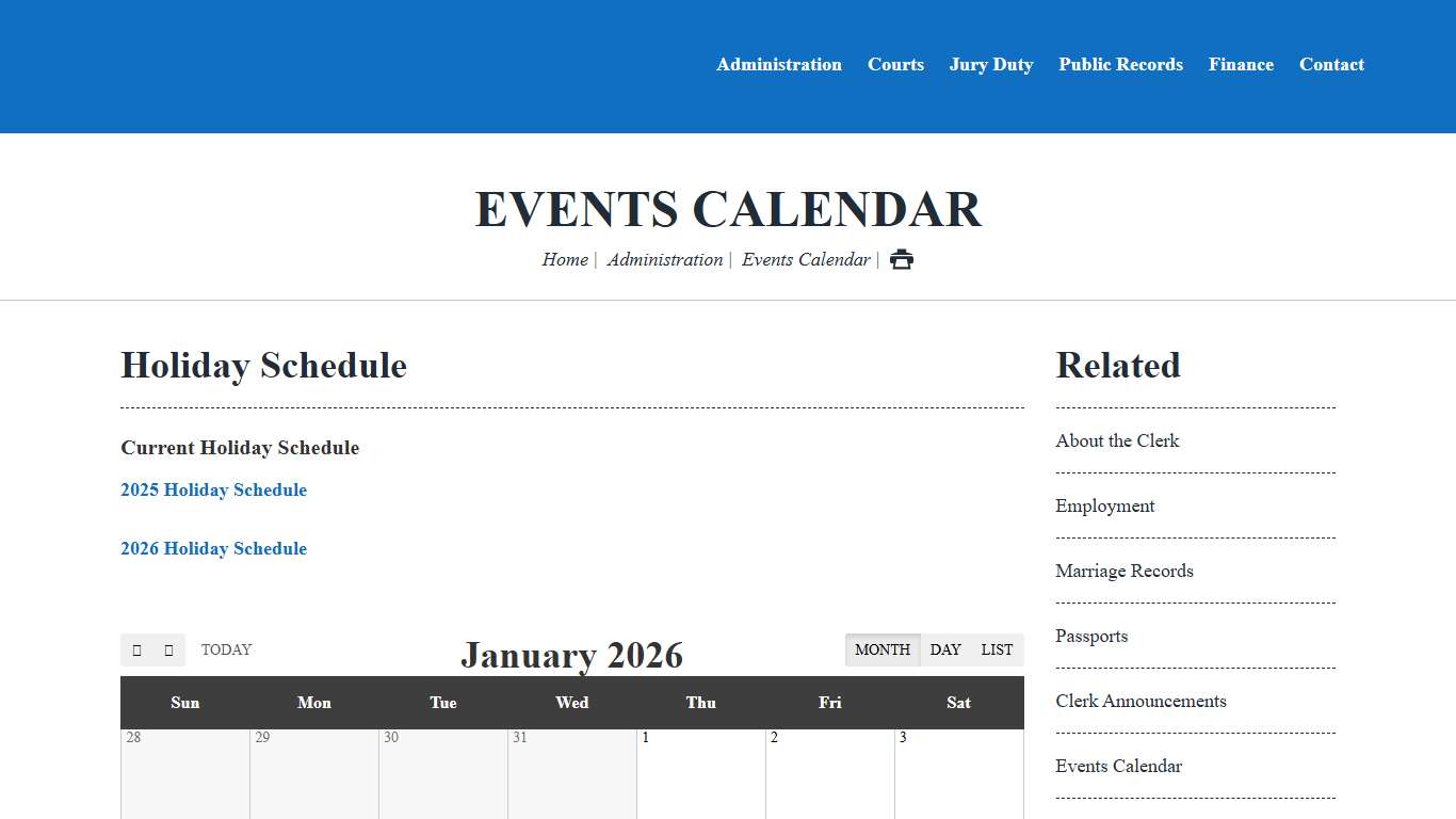 Events Calendar Sumter County Clerk of Courts